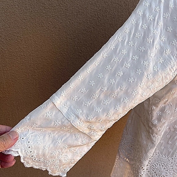 Vintage Johnny Was White Floral Peplum Embroidered Lace Blouse Top Tunic Size: S - Picture 5 of 11